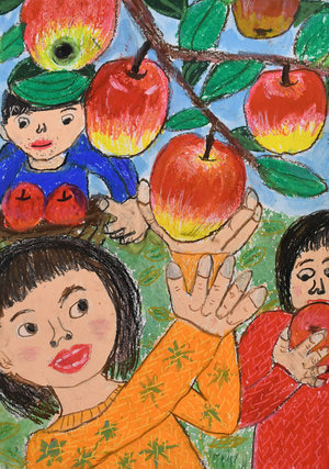 小学校低学年の部 大賞《楽しいリンゴがり》